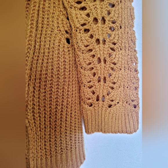 Anthropologie Pilcro Slouchy Oversized Sweater Devenne Pointelle Mustard Medium - Picture 6 of 16